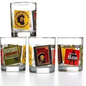 NWT Captain Morgan Bar Glasses Set Born to Rum